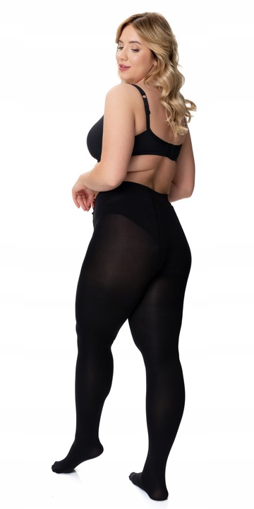 Rajstopy 60 DEN 3D PLUS SIZE bardzo rozciągliwe | #7/8 | czarny