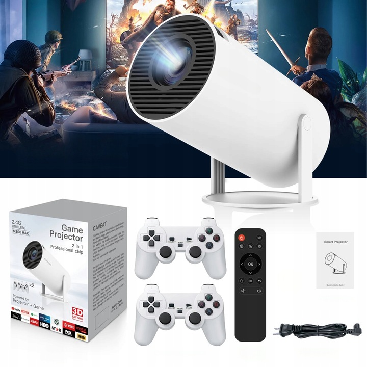 PROJEKTOR KONSOLA TV + PADY WBUDOWANE GRY ANDROID 11 NETFLIX YT APLIKACJE