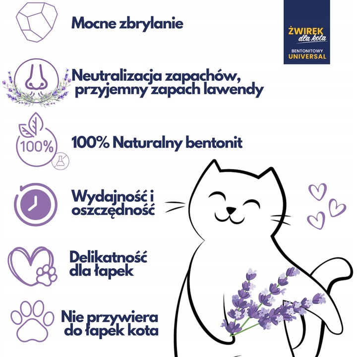 Żwirek dla kota bentonitowy 25L LAWENDOWY CatWalk zbrylający 25L Naturalny