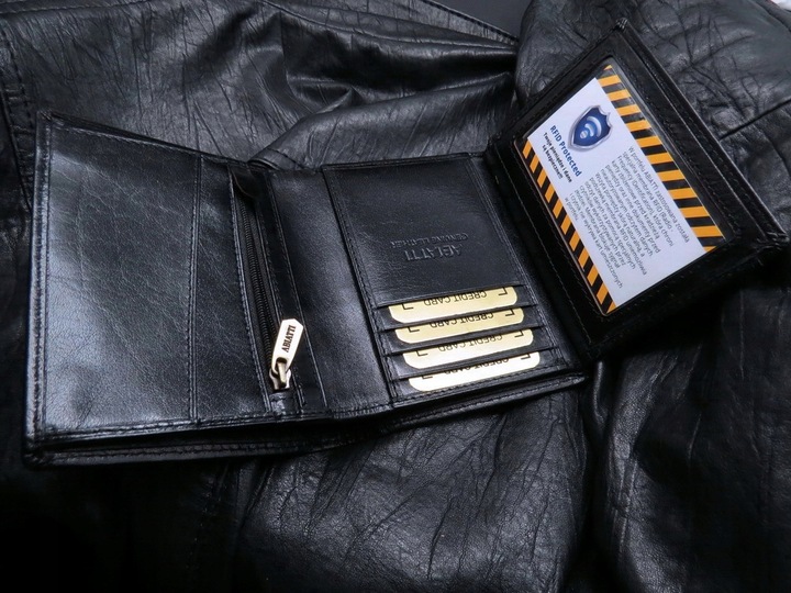 SKÓRZANY PORTFEL MĘSKI ABIATTI OCHRONA KART RFID !