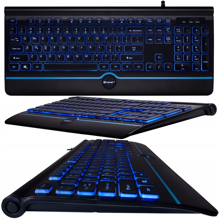 KLAWIATURA USB PRZEWODOWA PODŚWIETLANA LED CICHA BIUROWA PŁASKA GAMINGOWA