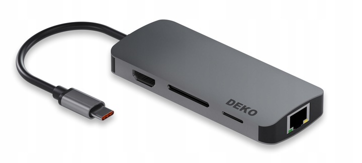 Hub Usb C 8w1 Stacja Dokująca 100W HDMI 4K 60Hz 3xUSB LAN SD DEKO BUSINESS