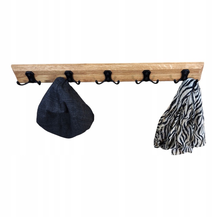 WIESZAK ŚCIENNY WISZACY LOFT DĄB 60CM 10 UCHWYTÓW NA UBRANIA DO