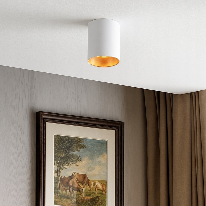 Oprawa Halogenowa sufitowa Natynkowa Tuba LED GU10 spot BIAŁY ZŁOTY