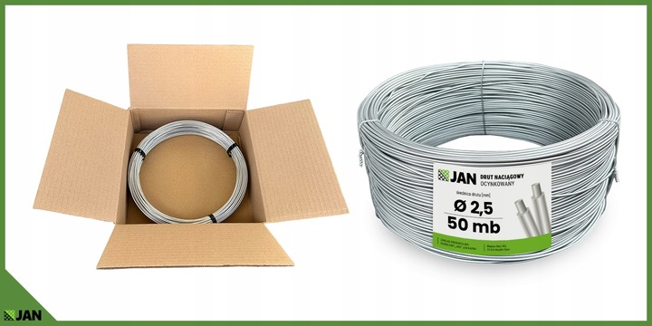 DRUT ocynkowany NACIĄGOWY sadowniczy 2,5 do SIATKI OGRODZENIOWEJ 50m