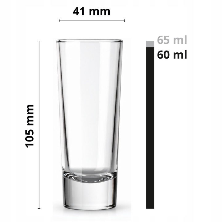 6 x KIELISZKI DO WÓDKI, NALEWEK, LIKIERÓW 60 ml