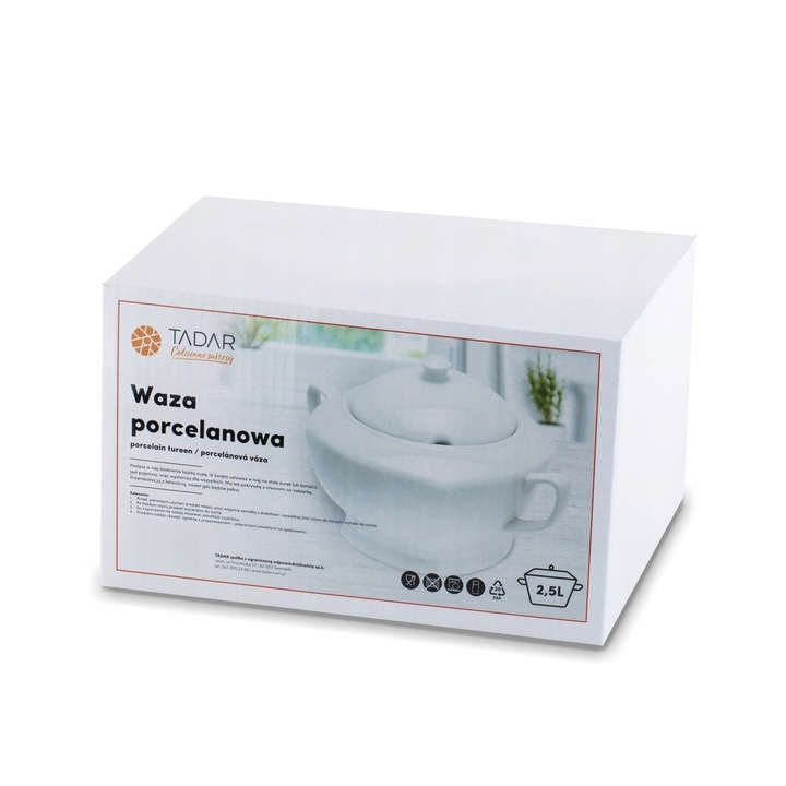 WAZA do ZUPY ROSOŁU biała waza do barszczu 2,5L ZASTAWA STOŁOWA Tadar