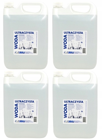 Woda destylowana ultraczysta 0,5 µS 20 L 4 x 5 L
