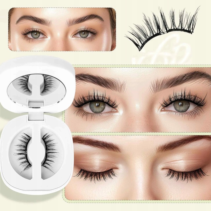 Rzęsy Magnetyczne Sztuczne JAK NATURALNE 2w1 + Aplikator BEZ Kleju