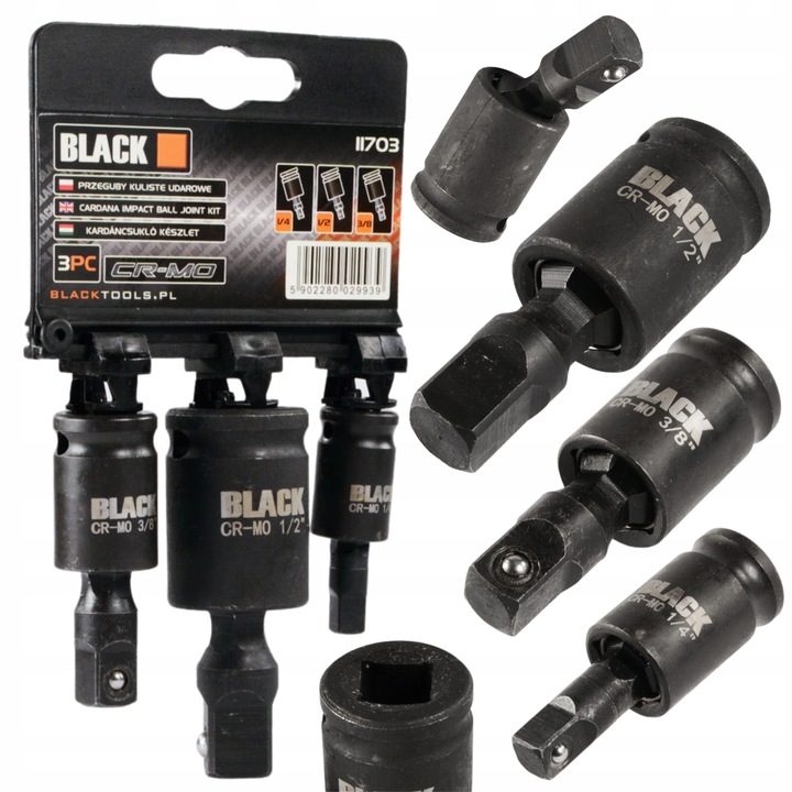 PRZEGUB KULOWY KULISTY UDAROWY 1/2 1/4 3/8 ZESTAW