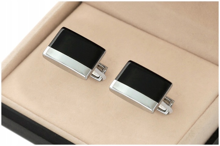 ELEGANCKIE SPINKI + PUDEŁKO Stalowe do Mankietów Koszuli GREG skp15-11