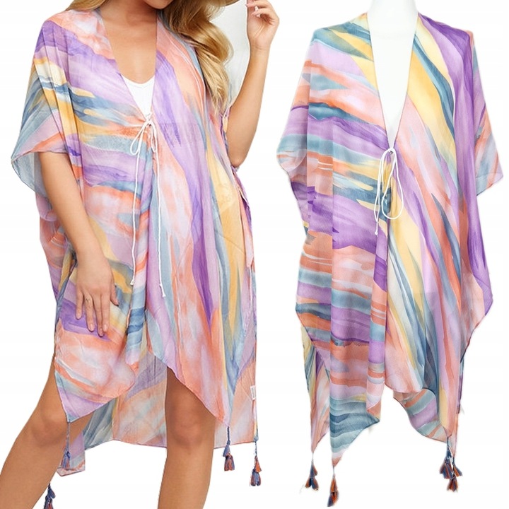 PAREO CHUSTA PLAŻOWA FRĘDZLE TUNIKA MODNE WZORY