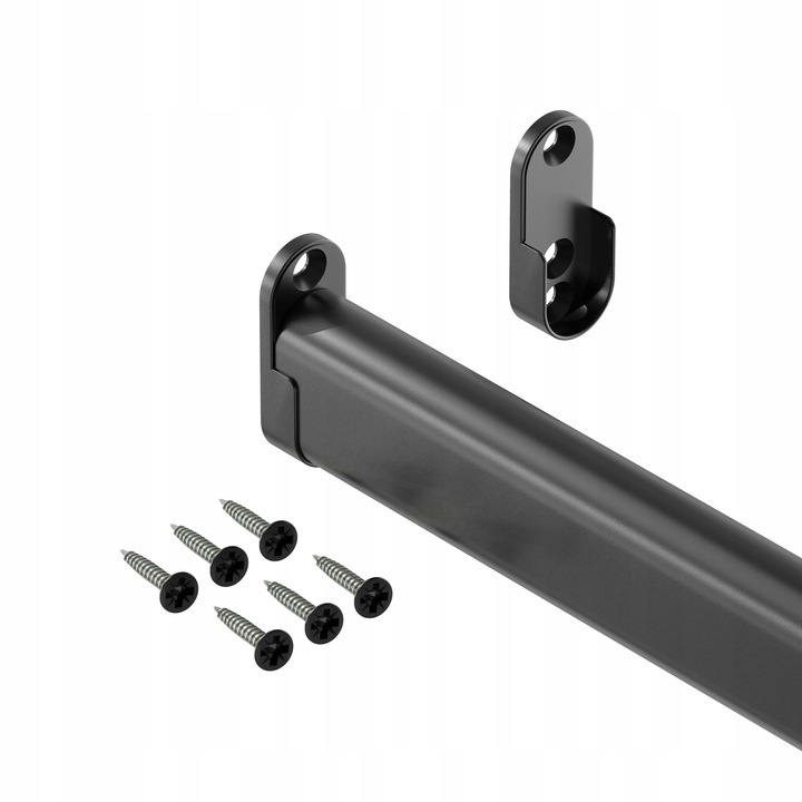 Czarny owalny drążek do szafy garderoby rurka na ubrania 100 cm + 2