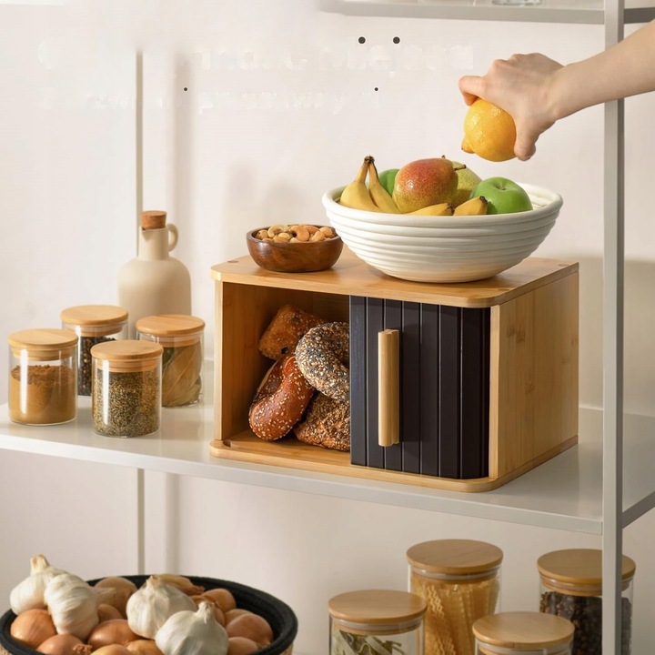 Chlebak Drewno Bambusowy Pojemnik Na Chleb 33x23cm zamykany