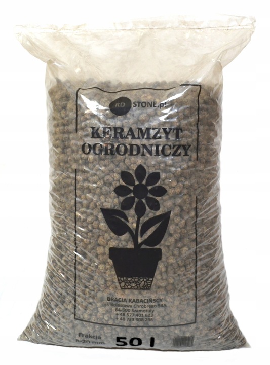 KERAMZYT OGRODNICZY GRUBY 8-20 mm 50L do roślin doniczek drenażu