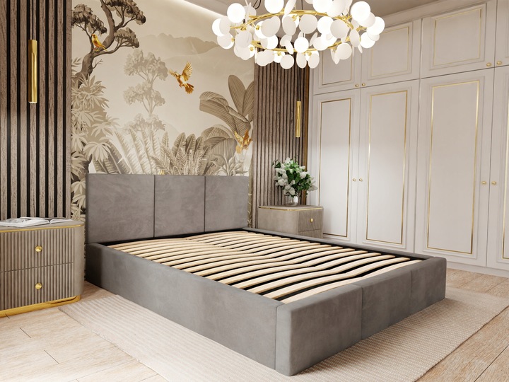 ŁÓŻKO TAPICEROWANE DO SYPIALNI 160x200 ŁÓŻKO PODWÓJNE Z POJEMNIKIEM