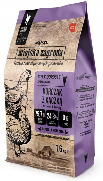 WIEJSKA ZAGRODA dla kota - Kurczak z kaczką 1,6kg