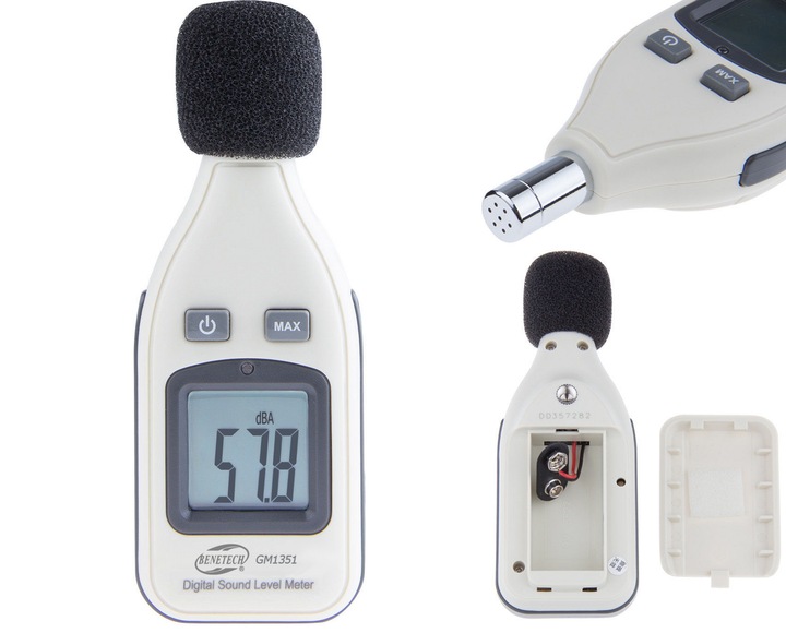 SONOMETR - MIERNIK NATĘŻENIA POZIOMU DŹWIĘKU, GŁOŚNOŚCI DECYBELOMIERZ LCD