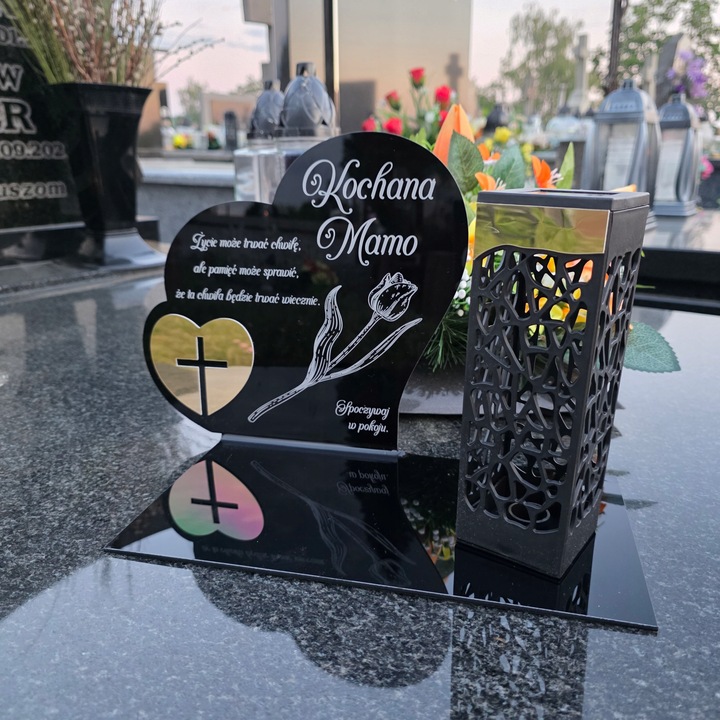 ZNICZ SOLARNY z Grawerem Wieczna Lampka Latarenka LED STATUETKA dla