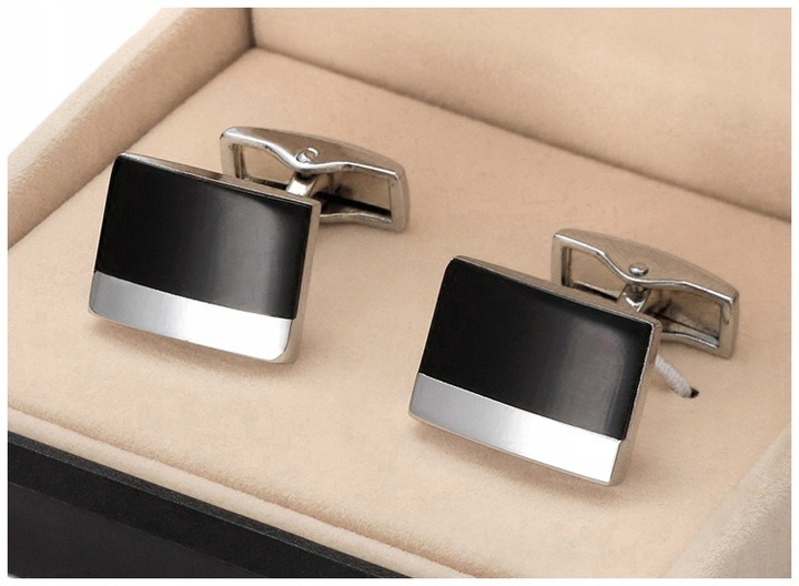 ELEGANCKIE SPINKI + PUDEŁKO Stalowe do Mankietów Koszuli GREG skp15-11