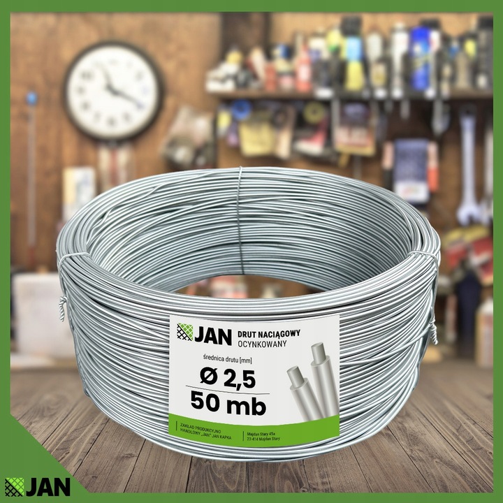 DRUT ocynkowany NACIĄGOWY sadowniczy 2,5 do SIATKI OGRODZENIOWEJ 50m