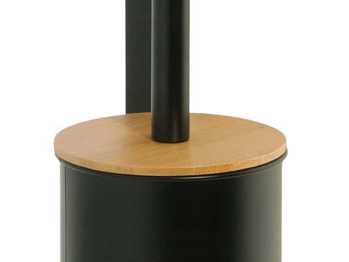 Stojak na papier toaletowy z uchwytem i szczotką WC czarny bambus YOKA HOME