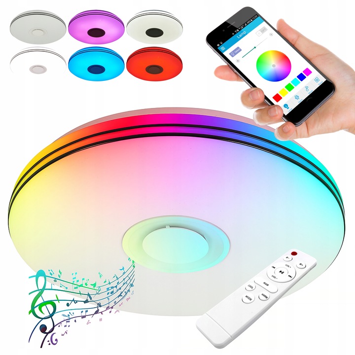 Plafon Natynkowy Lampa Sufitowa Oprawa 72W RGB CCT Głośnik Pilot biały