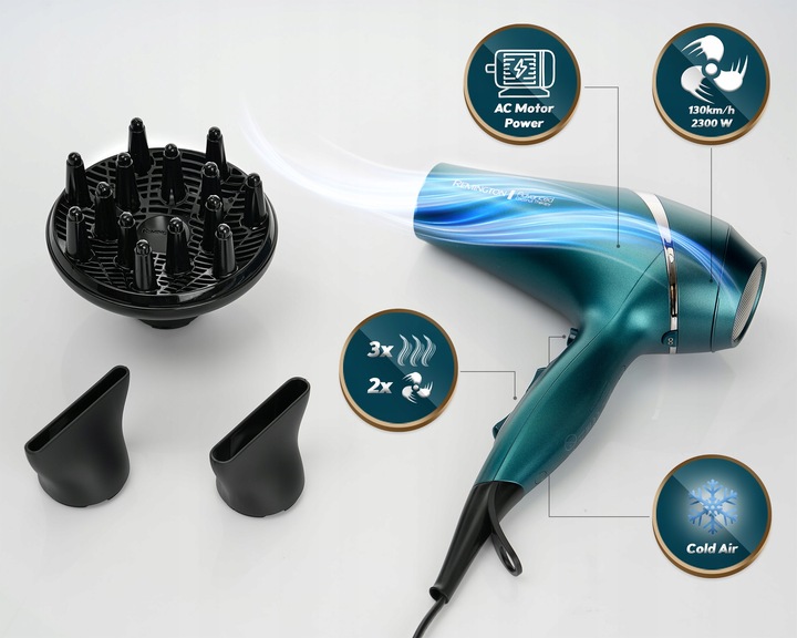 SUSZARKA DO WŁOSÓW REMINGTON Z JONIZACJĄ UV + DYFUZOR SENSOR SILNIK