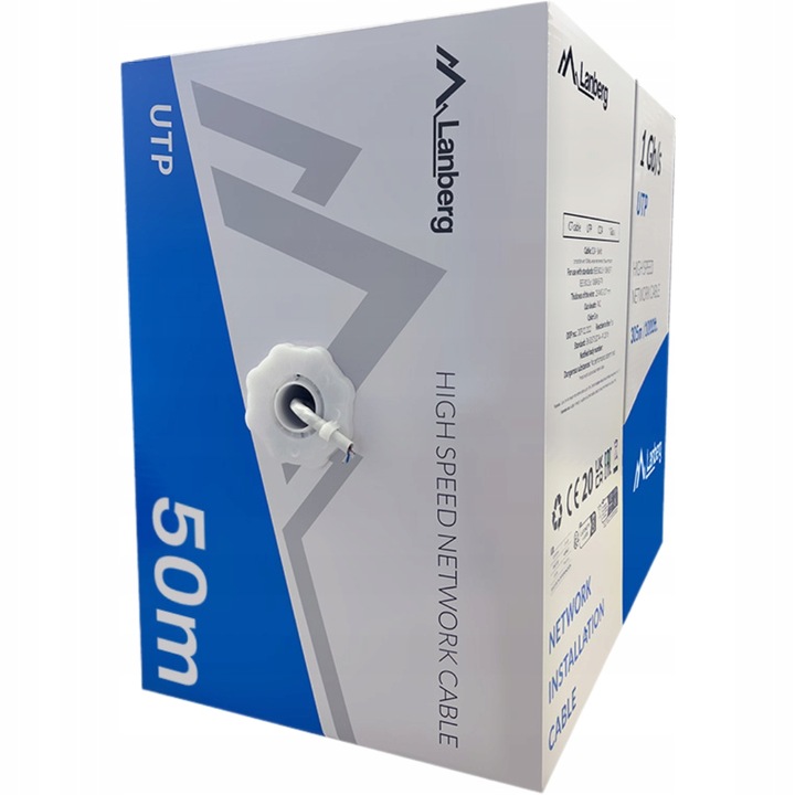 KABEL PRZEWÓD SIECIOWY LAN SKRĘTKA RJ45 UTP KAT.6 CAT.6 50M SZYBKI LANBERG