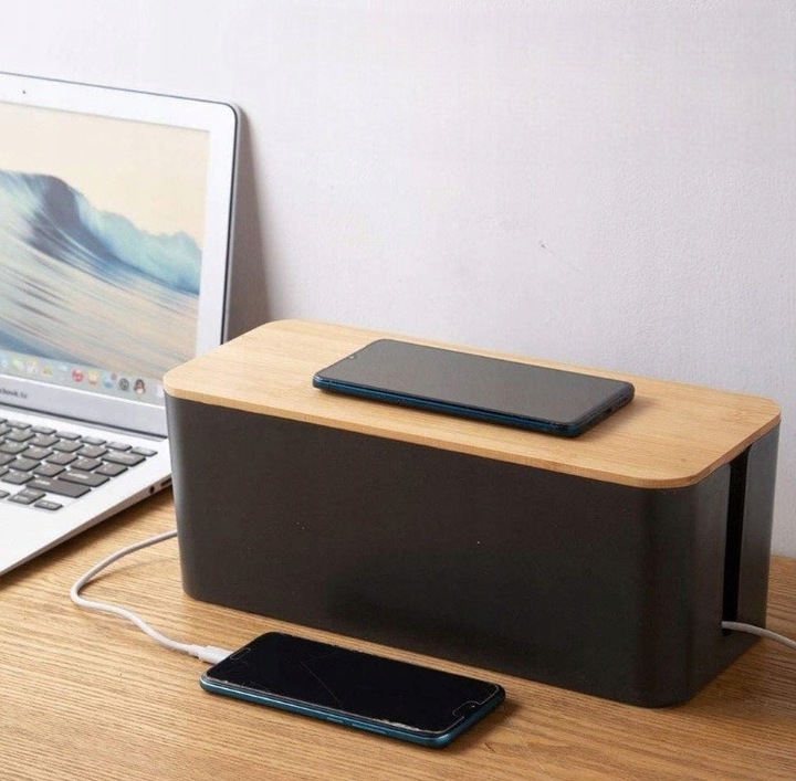 ORGANIZER POJEMNIK PUDEŁKO MASKOWNICA NA KABLE LISTWY DUŻY BIUROWY