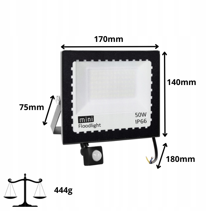 HALOGEN LED 50W NAŚWIETLACZ SLIM CZUJNIK RUCHU ZEWNĘTRZNY DO MAGAZYNU