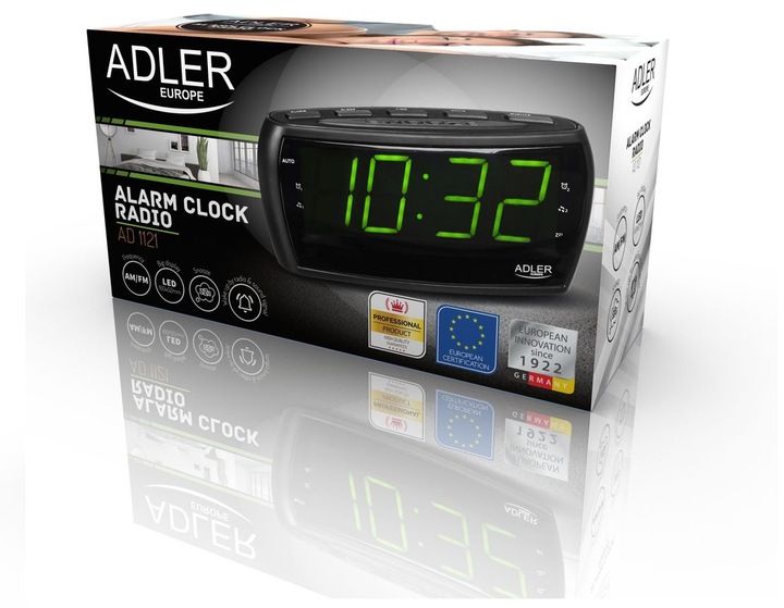 Radio sieciowe Radiobudzik Budzik Zegar AM, FM Adler AD1121