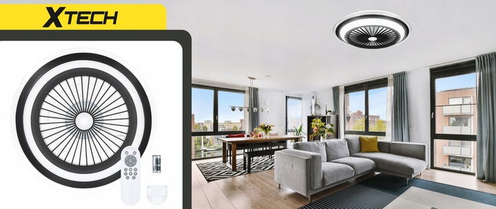 WENTYLATOR SUFITOWY WIATRAK PLAFON LAMPA LED 52 CM DUŻY APLIKACJA