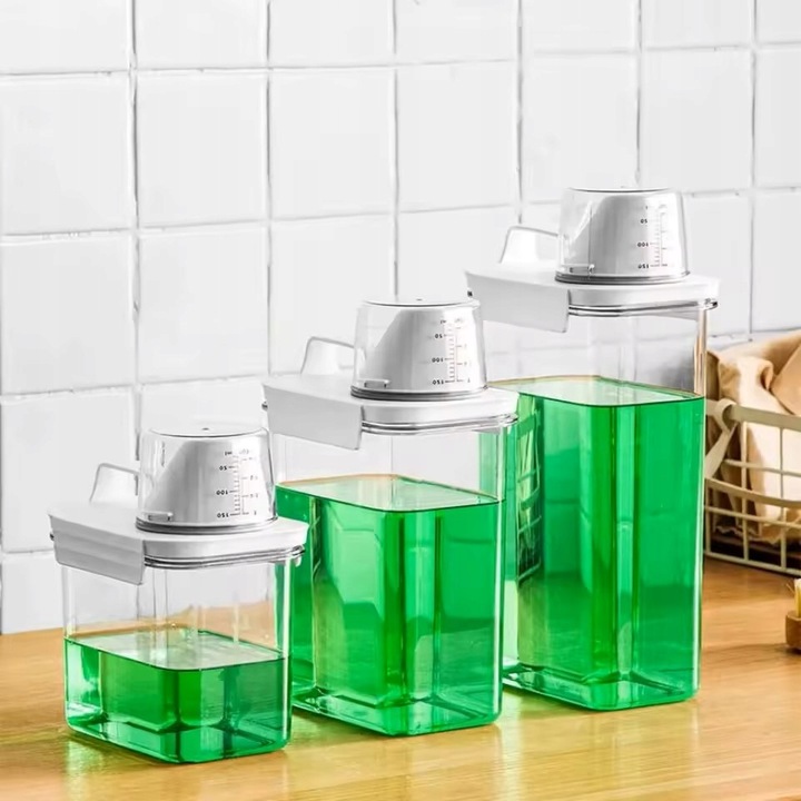 POJEMNIK NA PROSZEK DO PRANIA Z MIARKĄ PŁYN DO PŁUKANIA PUDEŁKO 1100ml