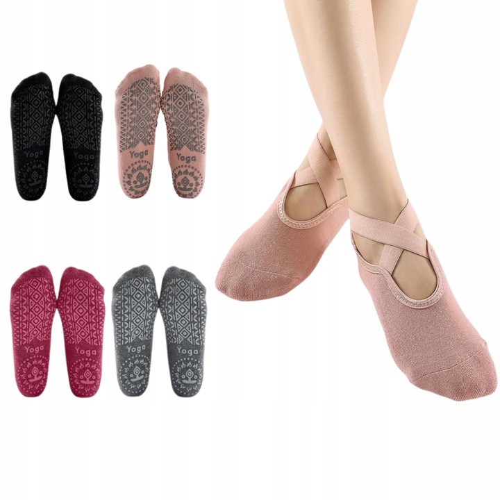 SKARPETKI DO JOGI SKARPETKI DAMSKIE DO TAŃCA DO TAŃCA PILATES x 4 pary