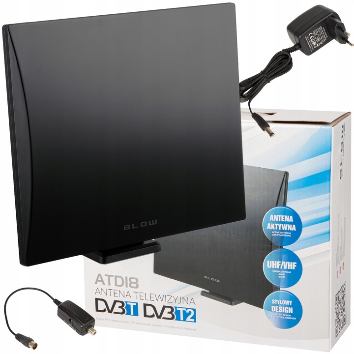 ANTENA TV POKOJOWA AKTYWNA PANELOWA WEWNĘTRZNA DVB-T2 4K MUX-8 LTE