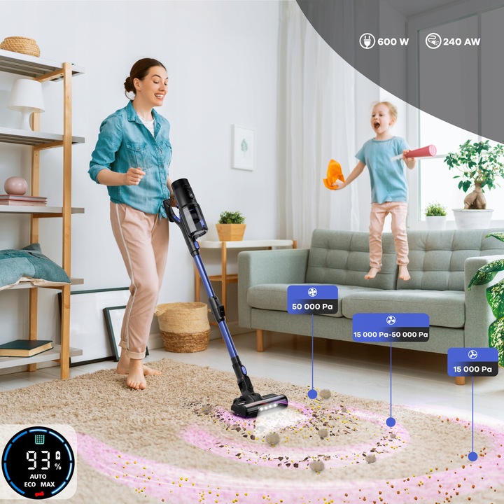 Odkurzacz Bezprzewodowy Pionowy VOKSAR V11s 5w1 LED FLEX TUBE HEPA