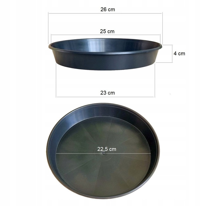 Podstawki P25 25cm czarne 10szt. - pod doniczki uprawowe, donice do