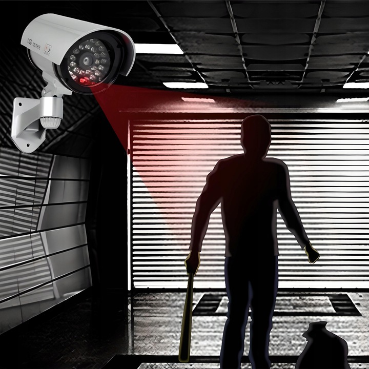 KAMERA ATRAPA ZEWNĘTRZNA MONITORING ŚCIENNA LED IR KAMERA MIGAJĄCA +