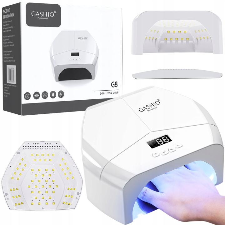 LAMPA DO PAZNOKCI UV LED DO ŻELI HYBRYDY 268W MOCNA DUAL LED LUSTRZANE DNO