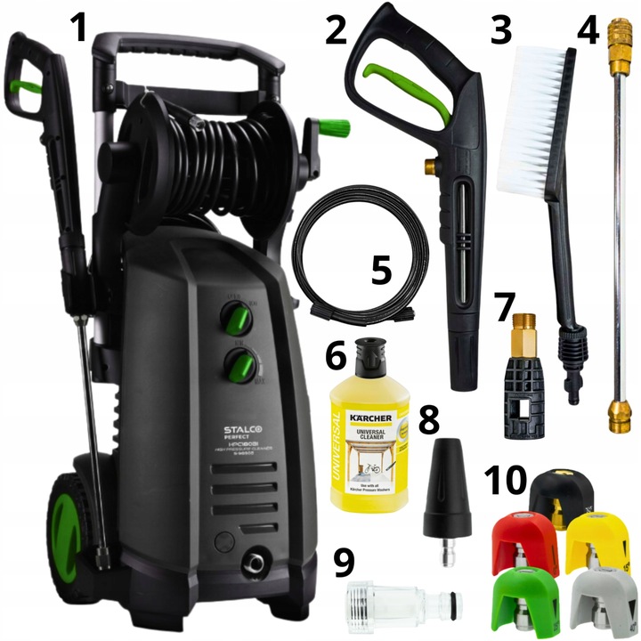 MYJKA CIŚNIENIOWA STALCO PRO 180 BAR ZESTAW PŁYN KARCHER POMPA MOSIĘŻNA