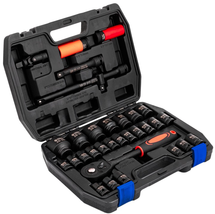 ZESTAW KLUCZY NASADOWYCH UDAROWYCH NASADKI UDAROWE KLUCZ DO KÓŁ 32 EL. 1/2"