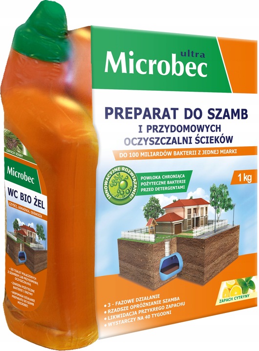 MICROBEC ULTRA Preparat do szamb 1 kg – zapach cytryny + ŻEL 500 ml