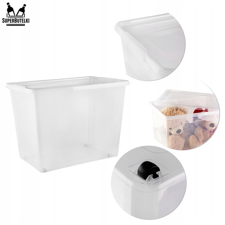 DUŻY POJEMNIK Z KÓŁKAMI 80L PLASTIKOWY ORGANIZER SZUFLADY SZAFY NA