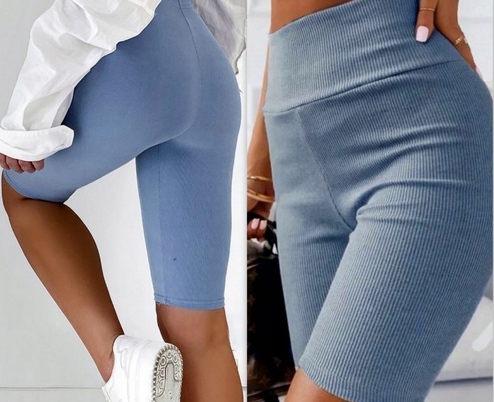 Prążkowane Kolarki Legginsy z Wysokim Stanem Fit Getry L/XL