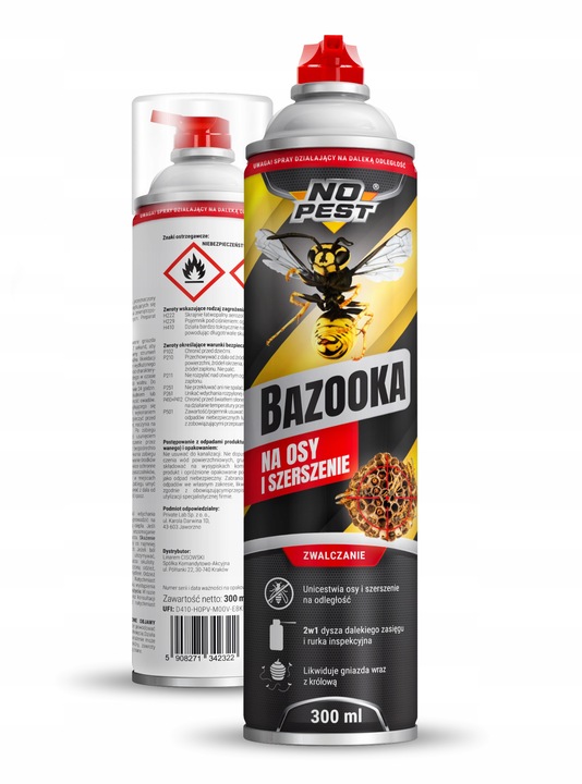 SILNY SPRAY PREPARAT OPRYSK ŚRODEK NA OSY SZERSZENIE GNIAZDA BAZOOKA