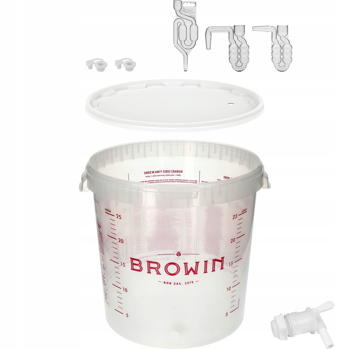 Pojemnik fermentacyjny 30l wiadro z kranem i rurką kątową FERMENTATOR