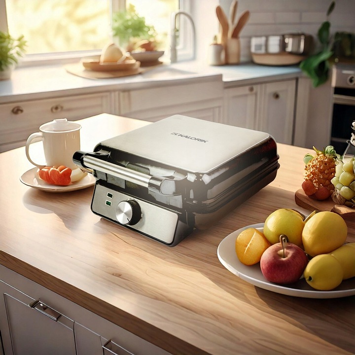 MOCNA GOFROWNICA 4 CHRUPIĄCE GOFRY REGULACJA TEMPERATURY TERMOSTAT 1500W