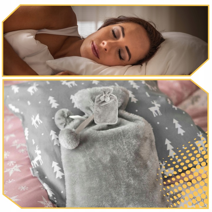 Duży termofor gumowy w pokrowcu ogrzewacz pluszowy w sweterku na wodę XXL