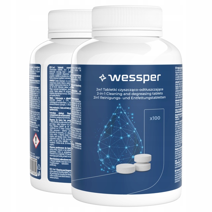 Wessper tabletki do czyszczenia ekspresu i odtłuszczania 100 sztuk 2w1